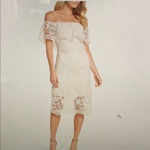 Off the Shoulder Lace Midi Dress